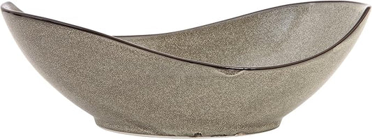 D&V 3 Piece Stōn Porcelain Dinnerware Oval Serving Bowl, 12.25" x 6.5", Mist