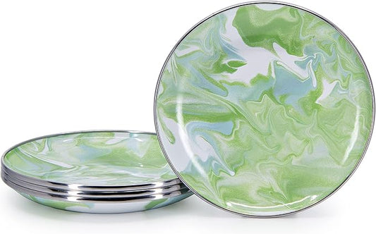 Golden Rabbit Enamelware Appetizer Plates, 6 inch, Modern Monet, Set of 4