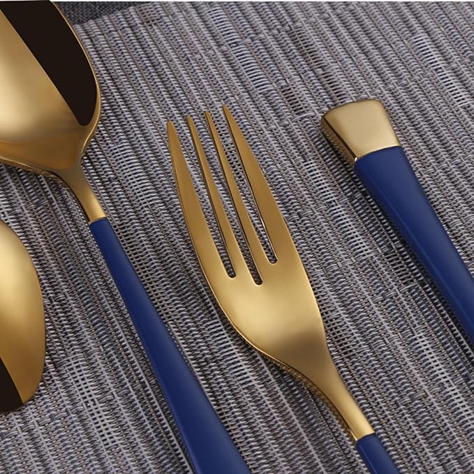 Blue-Gold Silverware ZILNEHZ Flatware Set for 14 Stainless Steel Cutlery Set Elegance Luxury Tableware Set Forks and Spoons Utensil Sets for Home Restaurant Dishwasher Safe