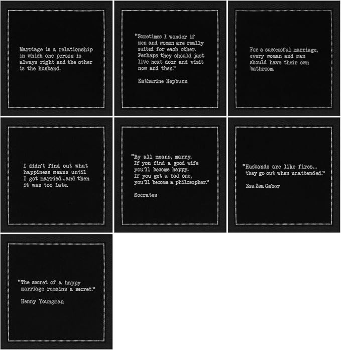 Five Star Funny Marriage Quotes | Black Cotton Cocktail Napkins | 50 Luxury Disposable Beverage Napkins with Witty Bar Quotes | Drink Napkins for Parties, Bars, Weddings & Game Nights