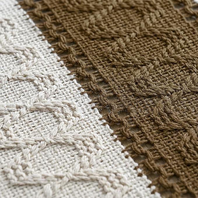 Artoid Mode Light Coffee Farmhouse Rustic Table Runner, Seasonal Holiday Hollow Kitchen Dining Table Decoration for Home Party Decor 12x48 Inch