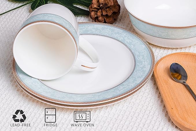 Fine Bone China Salad Plates Set, 4 Pcs Classic Relief Pattern Gilt Edged High Grade 8" Dessert Plate Appetizer Dish Sets For 4 People