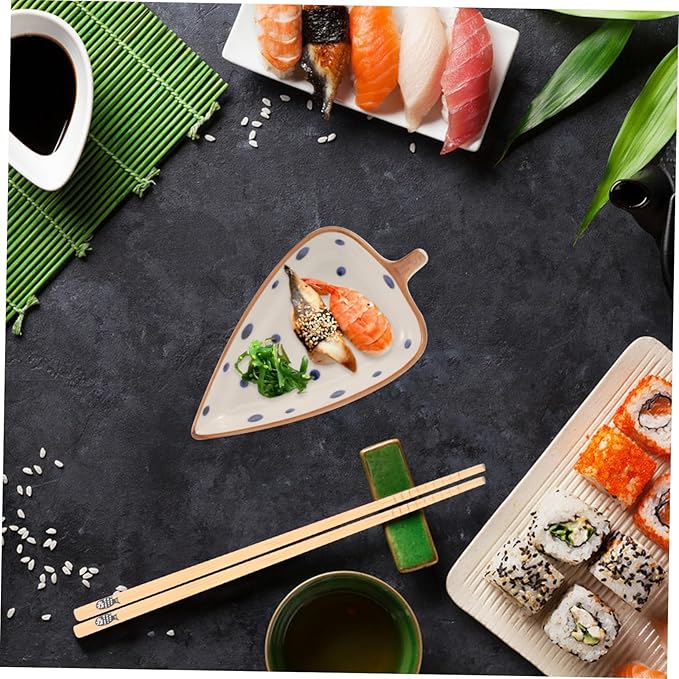 Ceramic Leaf-shaped Dipping Sauce Plate for Appetizers Hand-painted Snack Dish Versatile Serving Tray for Home and Restaurant Use for Cold Dishes and Desserts