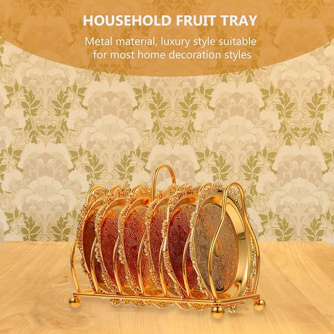 BESTonZON 1set Creative Golden Fruit Plate with Rack Snack Dish Collection for Appetizers Desserts and Fruits Elegant Serving Tray for Home Parties and Gatherings