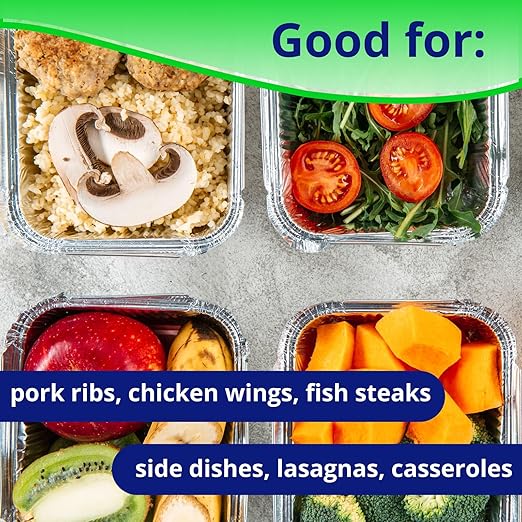 IDL Packaging 4 lb. Oblong Aluminum Foil Pans with Lids - 13" x 9" x 1.5” (pack of 5) - Disposable Foil Baking Dishes - Great for Grilling, BBQ, Steaming, Freezing