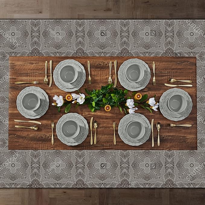 TP 18-Piece Dinnerware Set, Melamine Dishes Set with Bowls and Plates, Service for 6, Non-breakable Lightweight Dining Tableware, Grey