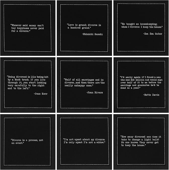 Five Star Funny Divorce Quotes | Black Cotton Cocktail Napkins | 50 Luxury Disposable Beverage Napkins with Witty Bar Quotes | Drink Napkins for Parties, Bars, Weddings & Game Nights