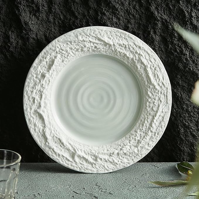 Rock relief Western steak plate, ceramic pasta Western snack plate - 8 inches
