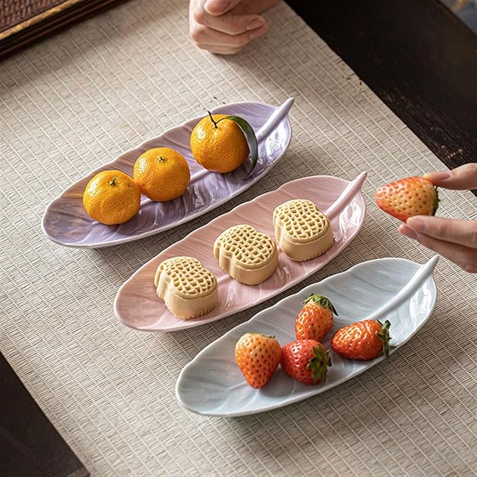 Sauce Dish Creative Feather Snack Plate Ceramic Snacks Dessert Plate Household Nuts Fruit Plate Restaurant Snack Plate Snack Plate(1)