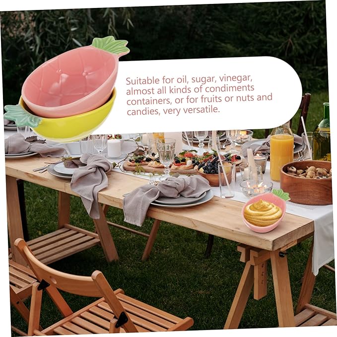 PRETYZOOM 2pcs Ceramic Pineapple Shape Seasoning Sauce Dish Creative Dip Plates for Condiments Appetizers and Home Entertaining Lightweight and Versatile Dishware Random Yellow Pink