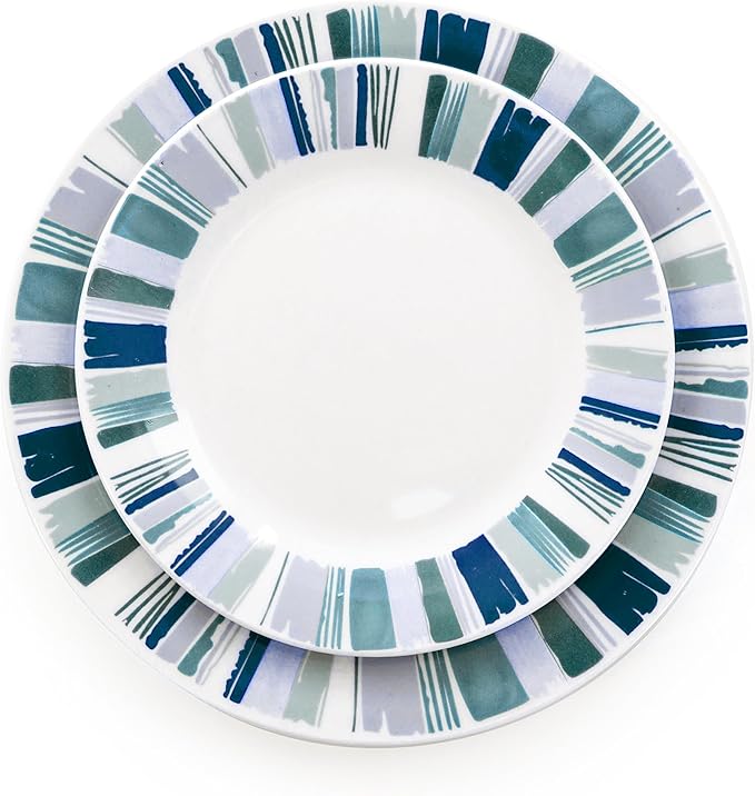 Gibson Home Orleans 12 Piece Round Ceramic Dinnerware Set in Blue