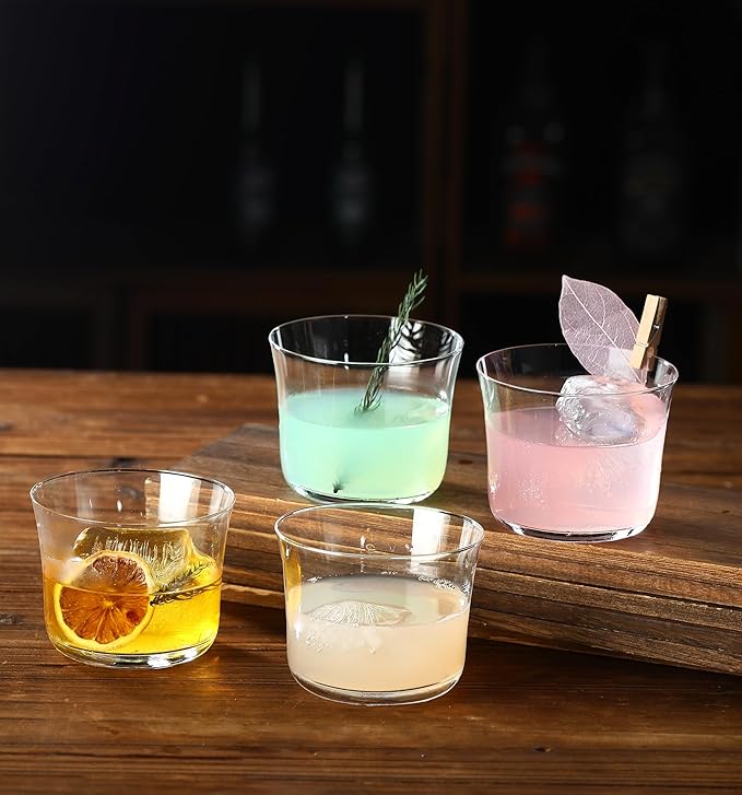 Set of 6 Drinking Glasses - 10oz Clear Cups for Cocktails, Iced Coffee, Tea, Soda, Whiskey and Beer