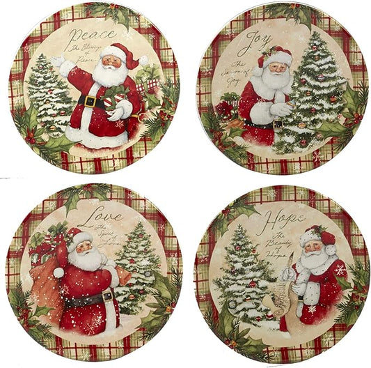 Certified International Holiday Wishes 6" Canape/Luncheon Plates, Set of 4 Assorted Designs