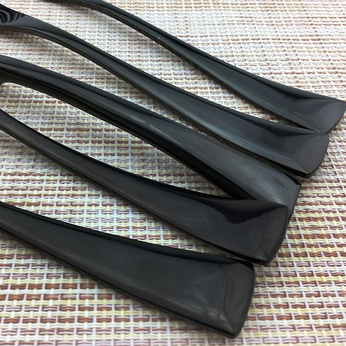 Mirror Polishing Black 18/10 Stainless Steel, Single Serving Flatware Silverware cutlery utensils Set,set of 6 Dinner Spoon