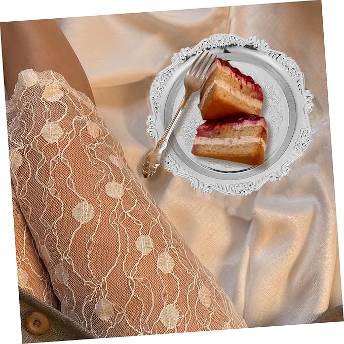 Decorative Silver Mini Snack Plates with Rack Stylish Serving Tray for Fruits Desserts and Appetizers Kitchen Dining Room and Parties