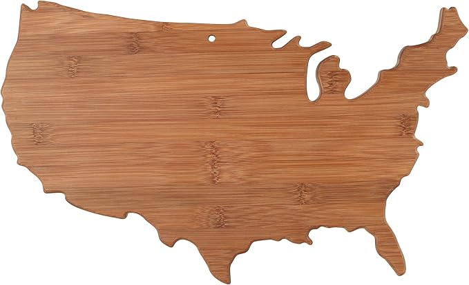 Totally Bamboo United States of America Shaped Bamboo Serving and Cutting Board