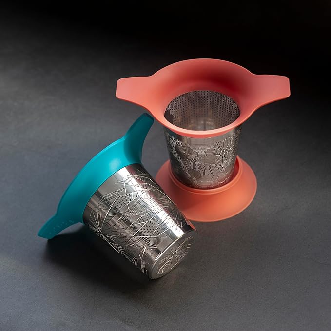 Tea Basket For Loose Tea Loose Leaf Tea Steeper For Loose Leaf Tea Stainless Tea Infuser Fine Mesh Tea Infuser Tea Filter Strainer Tea Diffusers For Loose Tea Brewer (Tangerine)