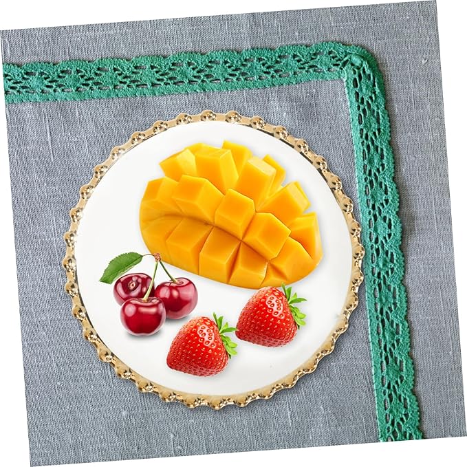 Cabilock Gold Rim Dinner Plate Round Platter for Breakfast Dessert Pasta Steak Pizza Salad Bread Fruits Sushi