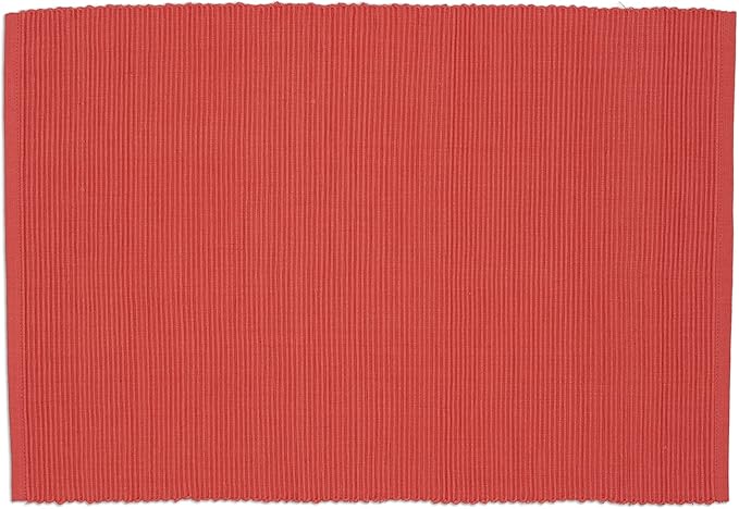 DII 100% Cotton Basic Ribbed Placemat Set, Georgia Peach, 13x19, 6 Piece