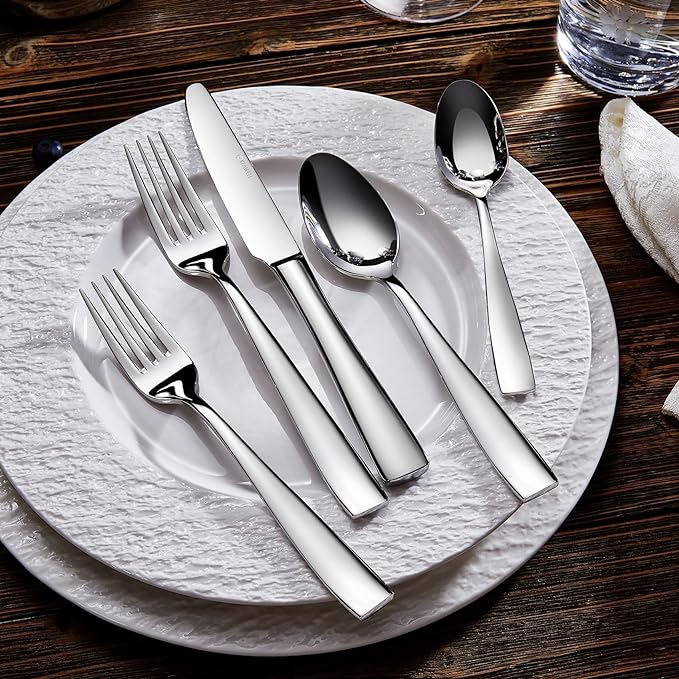 KEAWELL Premium 20/45/65 Piece Louis Silverware Set, 18/10 Stainless Steel, Service for 4/8/12, Fine Flatware Set, Dishwasher Safe (45)