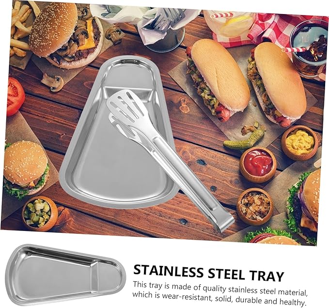 Homoyoyo 1Pc Stainless Steel Multi Functional Serving Tray Buffet Plate for Snacks Dishes Food Dish with