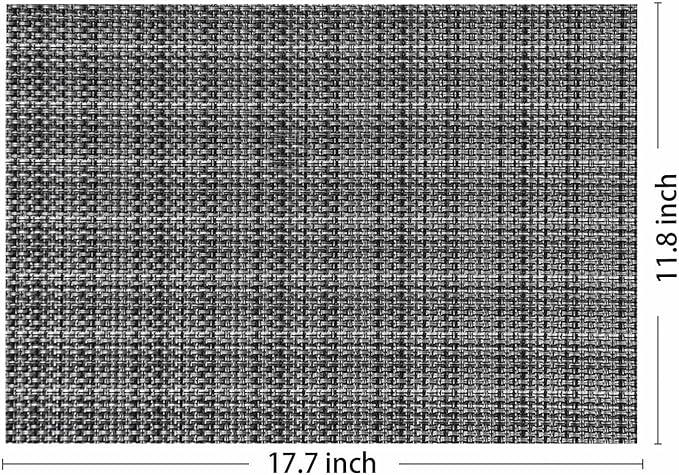 AHHFSMEI Placemats for Dining Table Set of 6 Woven Vinyl Plastic Place Mats Non-Slip Heat Insulation Stain Resistant Table Mats Washable Easy Clean Placemats (Linen Black)