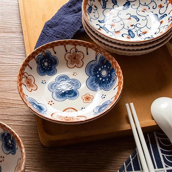 Appetizer Bowls Japanese Style Ceramic Dipping Bowls, Seasoning Dishes,Snack Plates, Applicability to Sushi, Soy Sauce, Dessert, Fruit and More. Salad Bowls (Color : B)