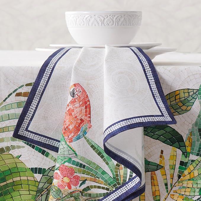 Maison d' Hermine Napkins 100% Combed Cotton Premium 20Inch x 20Inch Decorative Washable Cloth Napkin Table Napkin for Dining, Kitchen, Parties & Camping - Mosaic (Set of 4)