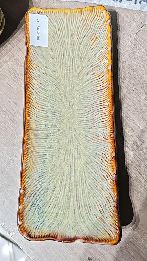 12.1-inch rectangular appetizer plate,4-piece ceramic plate set,Ceramic serving plate,Dessert Plate,Salad plate,For appetizers/salad/dishwasher (Yellow 2)