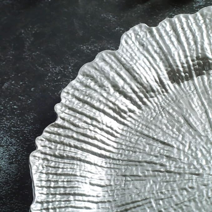 13" Charger Plates - Set of 24 - Acrylic Silver Round Reef Disposable Chargers, Ideal for Dinner Party Wedding Holiday Bulk Events