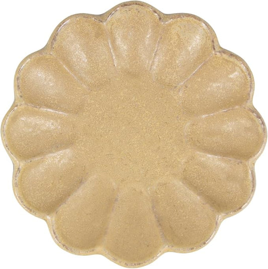 Mino Ware 555-0016 Kaneko Komohei Linka Plate, Medium Plate, Tea, Kneeling Flowers, Diameter Approx. 6.7 inches (17 cm), Microwave and Dishwasher Safe, Made in Japan