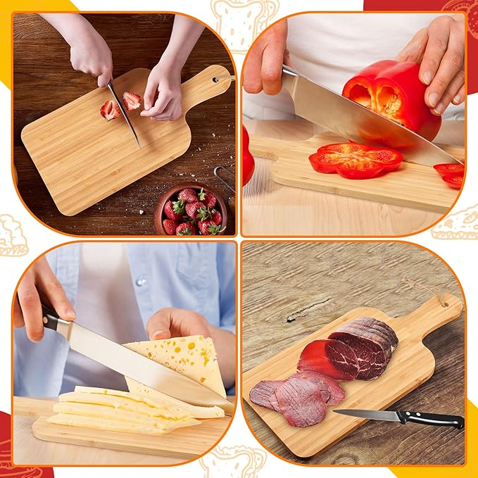 Tanlade 18 Pcs Cutting Board Bulk 15" x 7" Bamboo Chopping Board with Handle Wood Charcuterie Plank Engraving Serving Kitchen Planks for Wedding Housewarming Gift