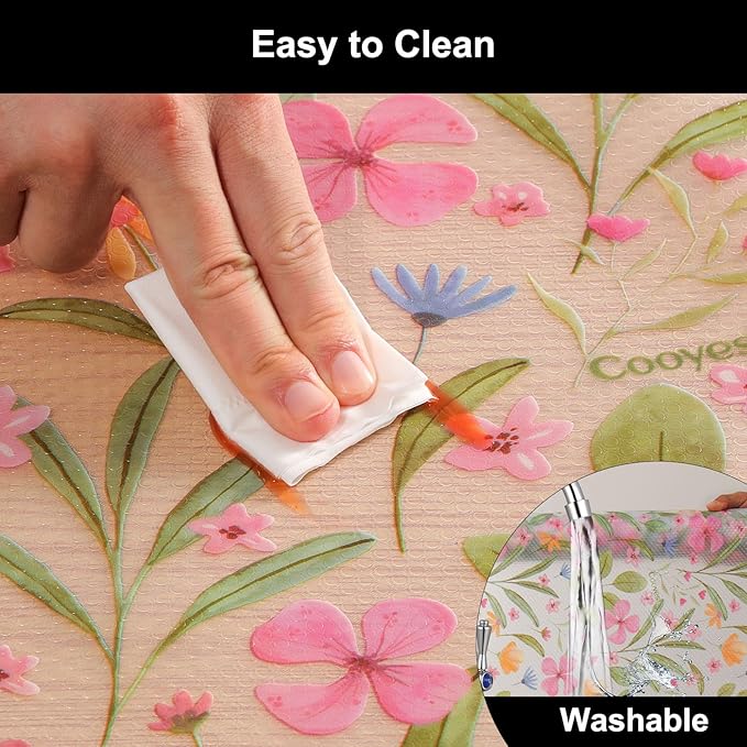Cooyes Shelf Liner – Premium Non-Adhesive Cabinet & Drawer Liner for Kitchen – Waterproof Shelf Paper with Modern Pattern – Durable EVA Cabinet Mat – Easy to Cut （11.8" W x 118" L）