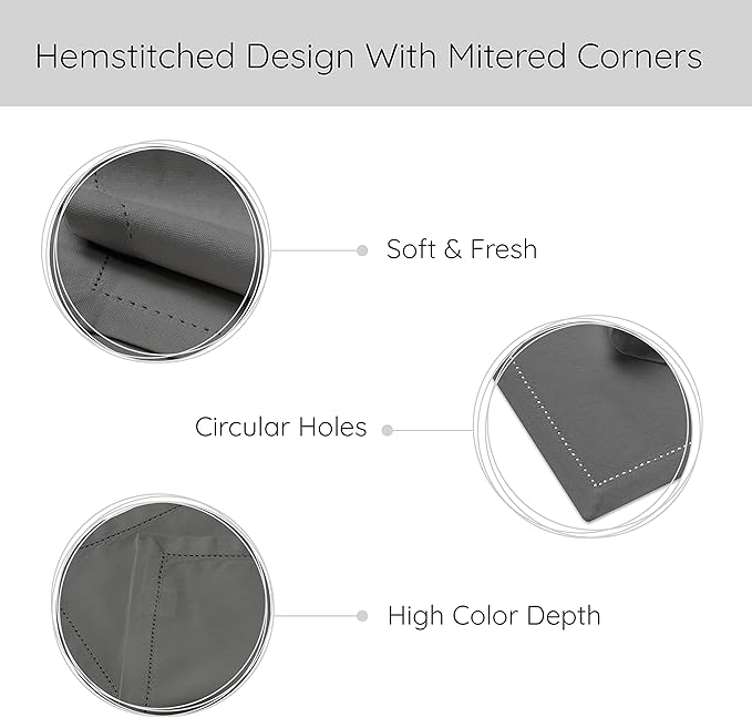 Encasa Homes 100% Pure Cotton Hemstitched Dining Table Placemats of Size 19 x 13 inch (Rectangular) - Grey - Set of 4 | Perfect for Party, Home, Cafes, Restaurant & Hotels - Machine Washable