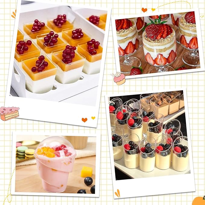 LifeIdeas 380 Pack Mini Dessert Cups with Spoons and lids, 5 oz Mini Clear Parfait Cups, Shooters Cups for Party, Round Yogurt Cups, Reusable Fruit Ice Cream Cake Pudding Cups