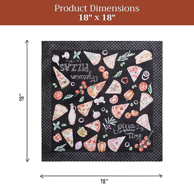 Maison d' Hermine Cloth Napkins Set of 4 100% Cotton Soft & Durable Everyday Reusable Square Napkins Cloth Washable, Dinner, Cocktail Party, Wedding, Restaurant (Pizza, 18" x 18")