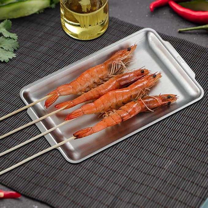 Metal Serving Tray for Food, Rectangle Organizer for Dining and Gatherings, 22cmx14cm