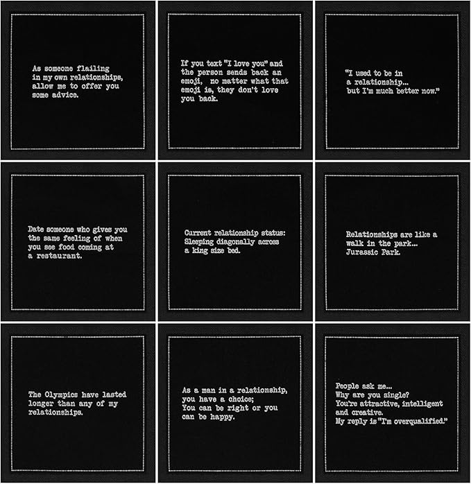Five Star Funny Realationship Quotes | Black Cotton Cocktail Napkins | 50 Luxury Disposable Beverage Napkins with Witty Bar Quotes | Drink Napkins for Parties, Bars, Weddings & Game Nights