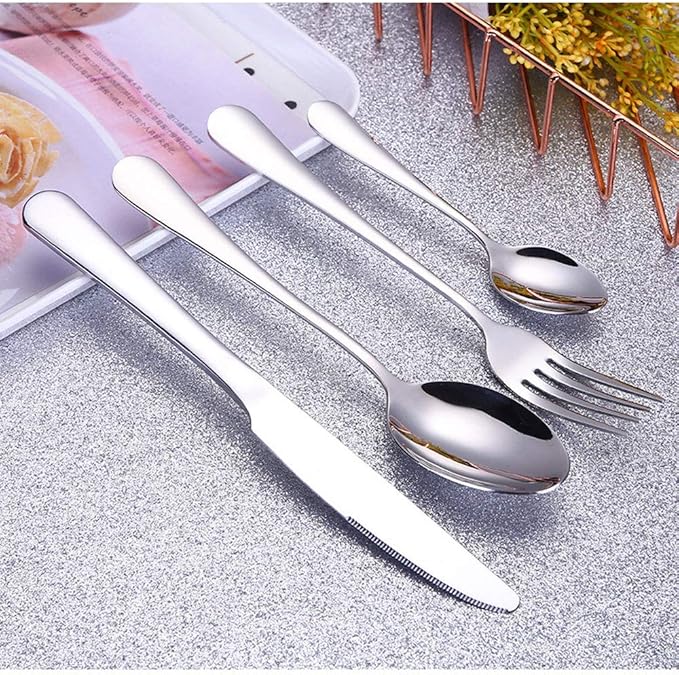 4pcs Set Cutlery Dinnerware 304 Stainless Steel Flatware Set Tableware Dinner Spoon Fork Knife Flatware Serving Sets (Multicolor)