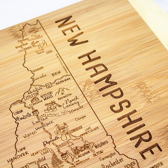 Totally Bamboo A Slice of Life New Hampshire State Serving and Cutting Board, 11" x 8.75"
