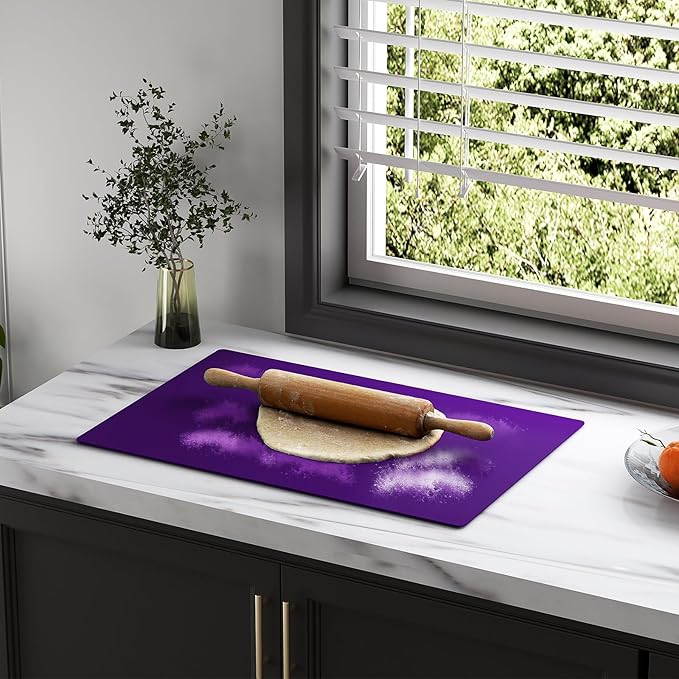 Silicone Counter Mat 40x60cm 2 Pack - High-Temp Resistant, Non-Slip Waterproof Pad for Kitchen Countertops, Sink & Stove (Purple)