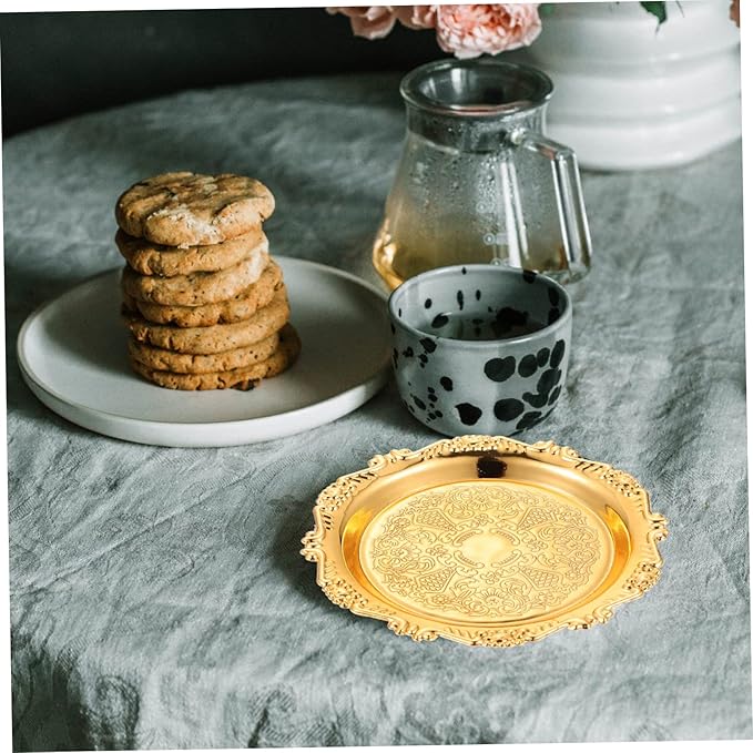 1 Set Elegant Golden Food Serving Dish Rack Plates for Snacks Fruits Appetizers for Weddings Parties Home Decoration Daily Use Storage Tray