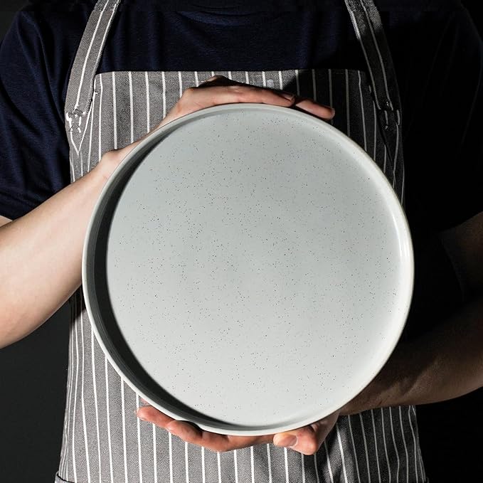 Kitchen Plates and Bowls Set Dinner Set for 4 Handpainted Dinner ware Sets, Microwave Safe Plates and Bowls Sets Stone Plate Scratch Resistant (Moonstone)