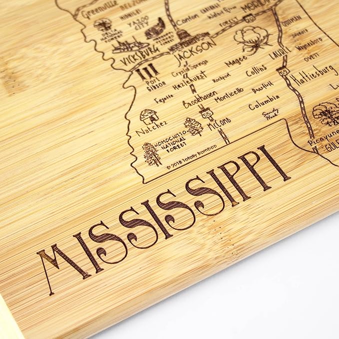 Totally Bamboo A Slice of Life Mississippi State Serving and Cutting Board, 11" x 8.75"