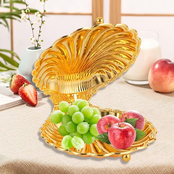Fruit Bowl Bread Tray Home Fruit Platter Decor Serving Tray for Snacks Salad Dining Table Kitchen Counter Dessert, Gold S