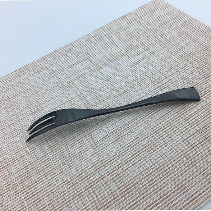 Mirror Polishing Black 18/10 Stainless Steel, Single Serving Flatware Silverware cutlery utensils Set,set of 6 Fish Fork