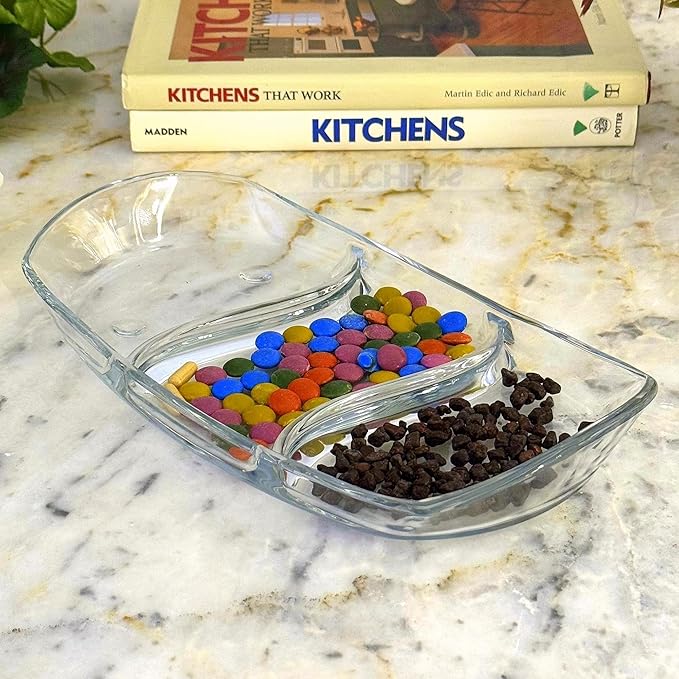 Prima Oblong 12" Glass Tray Set/2