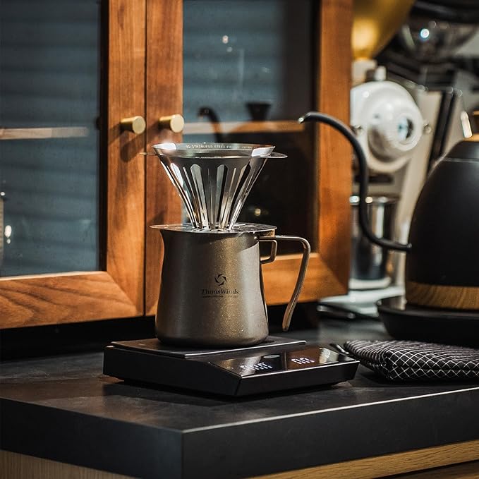 Thous Winds Collapsible Pour Over Coffee Dripper, Reusable 304 Stainless Steel Coffee Filter - Portable Coffee Maker for Camping, Travel, Office & Home, with Storage Bag