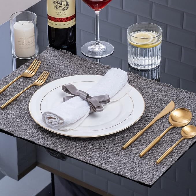 Matte Silverware Eating Utensils Set, 20-Piece Stainless Steel Flatware Set, Kitchen Utensil Set Service for 4, Durable Home Kitchen Silverware,Luxury Cutlery Set. (Gold, 20)