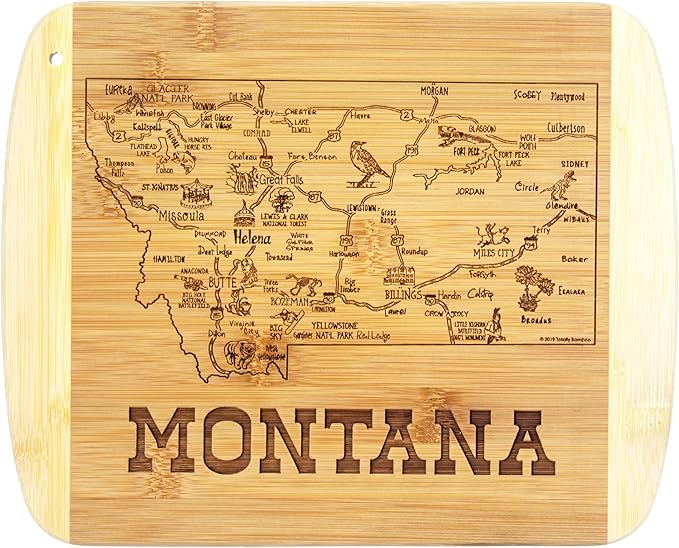 Totally Bamboo A Slice of Life Montana State Serving and Cutting Board, 11" x 8.75"